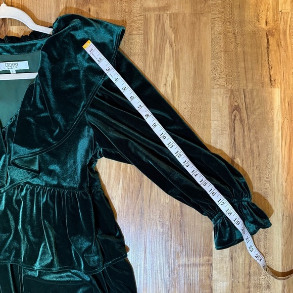 Crosby By Mollie Burch Anna Julia Emerald Green Velvet Mini Dress Size S - Picture 8 of 9